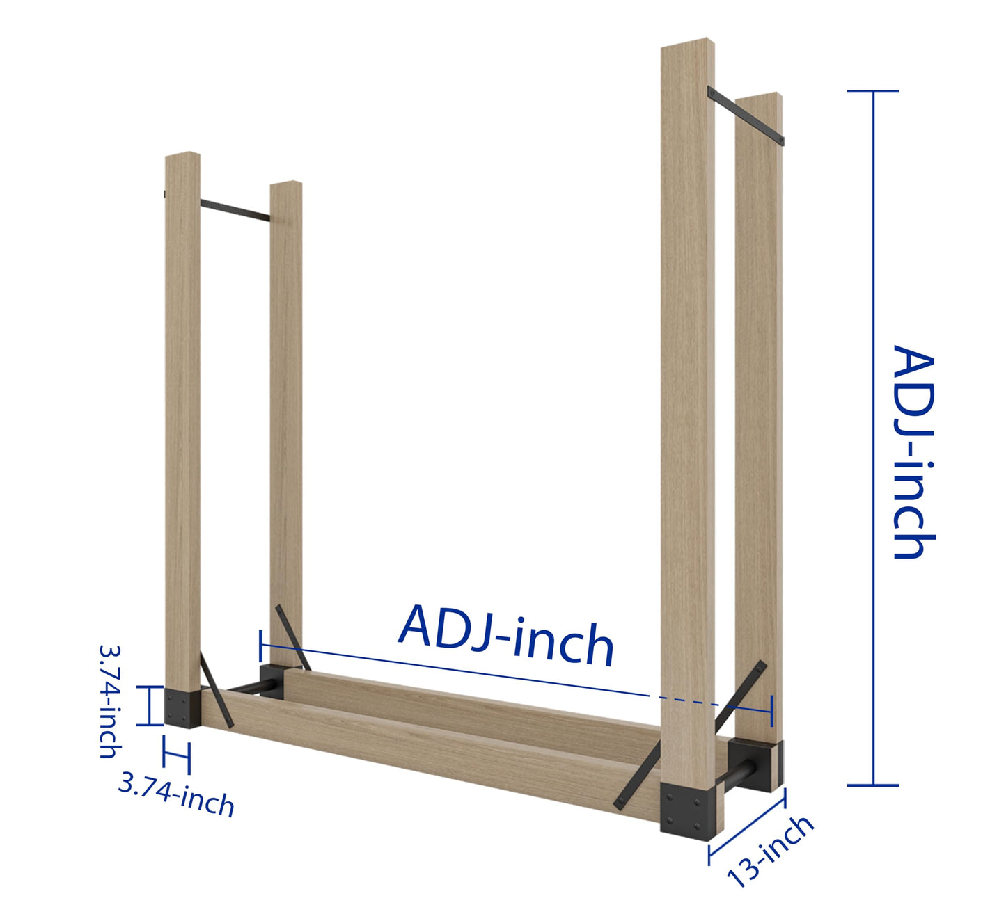 Kingson Adjustable Firewood Rack Bracket Kit, Heavy Duty Log Storage Holder, Metal Fireplace Wood Stand for Outdoor Indoor Patio Deck, Freestanding Fire Wood Rack with Rust-Resistant Finish