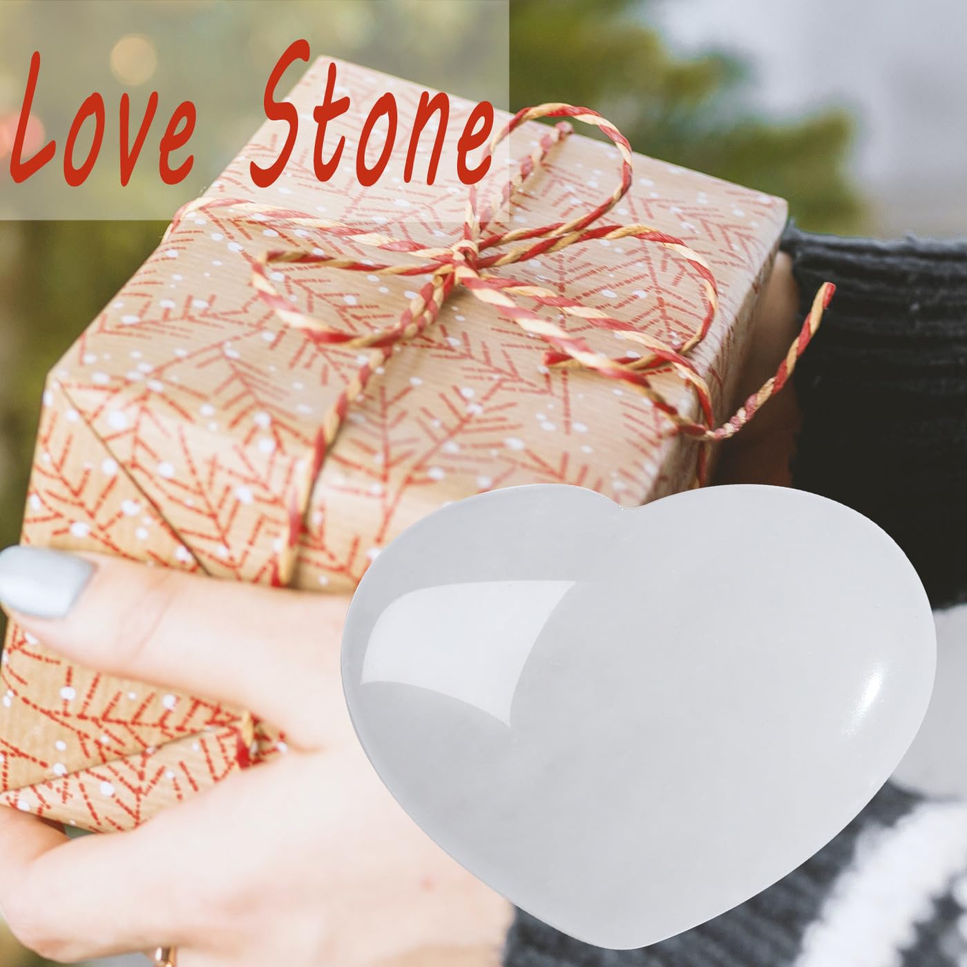 MAIBAOTA 45 mm Clear Quartz Crystal Stones Heart Love Crystal Valentines Gifts for Herfriend Wife Palm Stone Reiki Crystal Gemstone Worry Stones for Anxiety