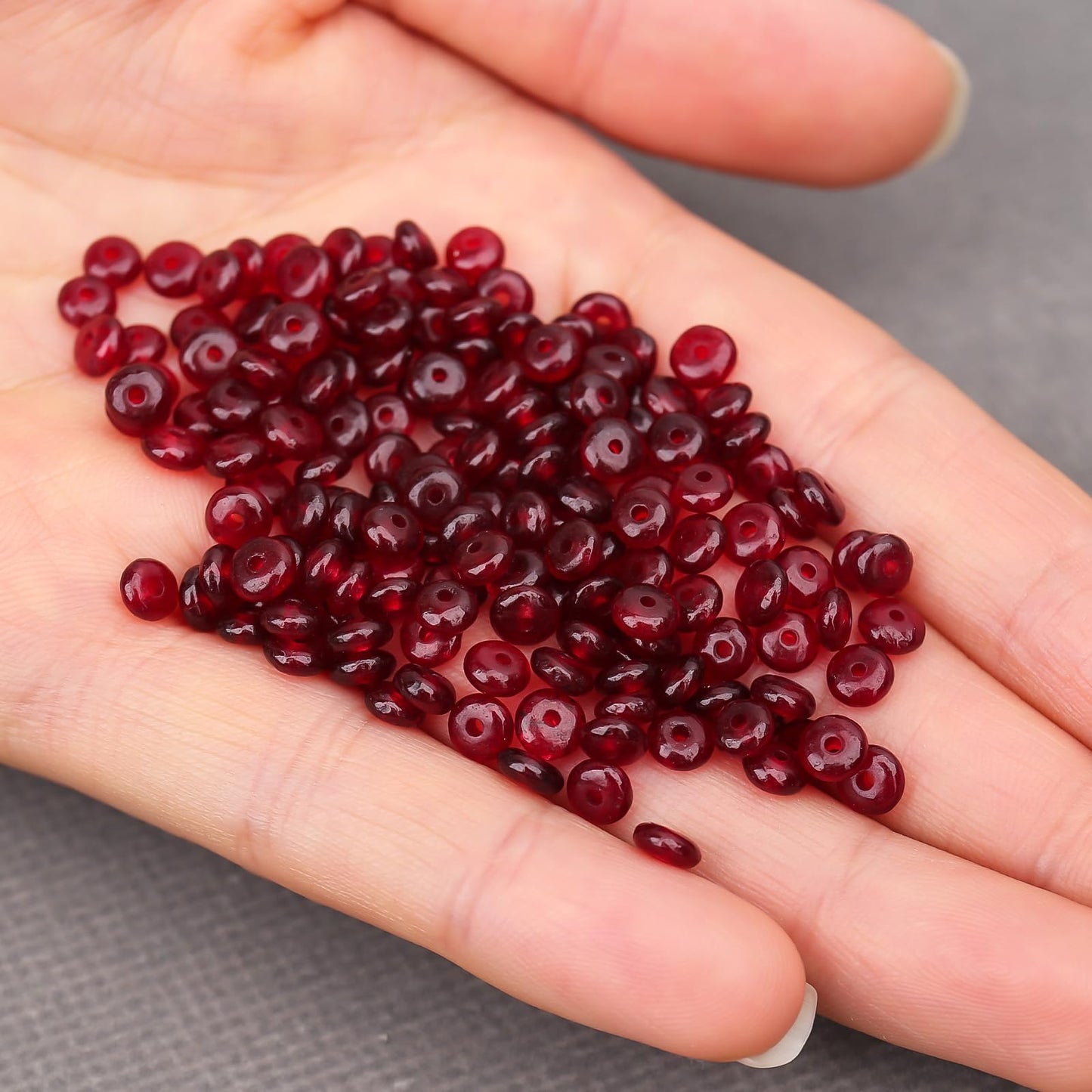 BONNY BOXX 1 Strand (150PCs) Natural 2 * 4mm Garnet Jade Rondelle Beads, Natural Abacus Disk Stone Beads Loose Spacer Gemstone for DIY Bracelet Necklace Jewelry Making