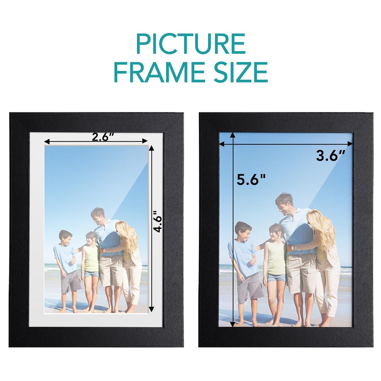 TWING 4x6 Picture Frame,Display Pictures 3x5 with Mat or 4x6 Without Mat,Small Picture Frame for Wall and Table Top Display,Black,1 Pack