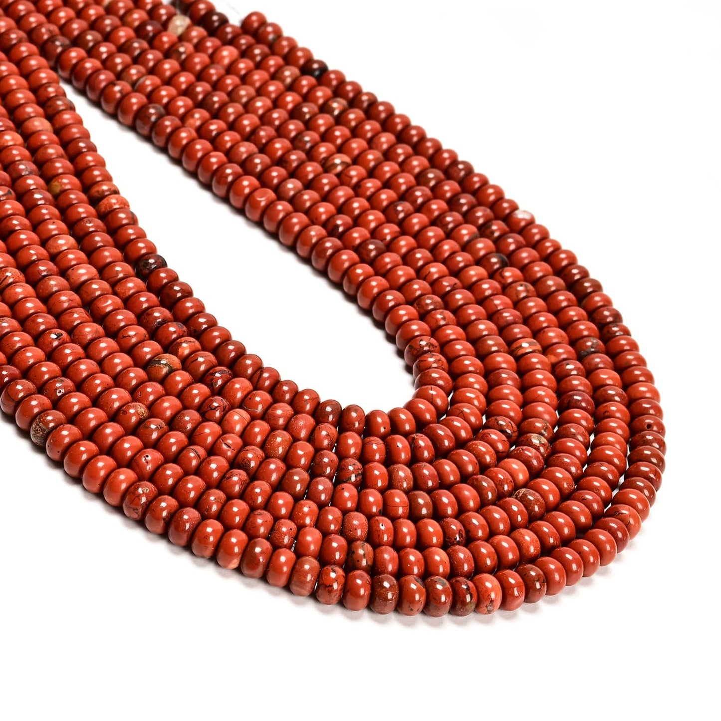 ICAI 4x6mm Natural Rondelle Beads – Loose Gemstone Spacers for DIY Jewelry Making (Red Jasper)