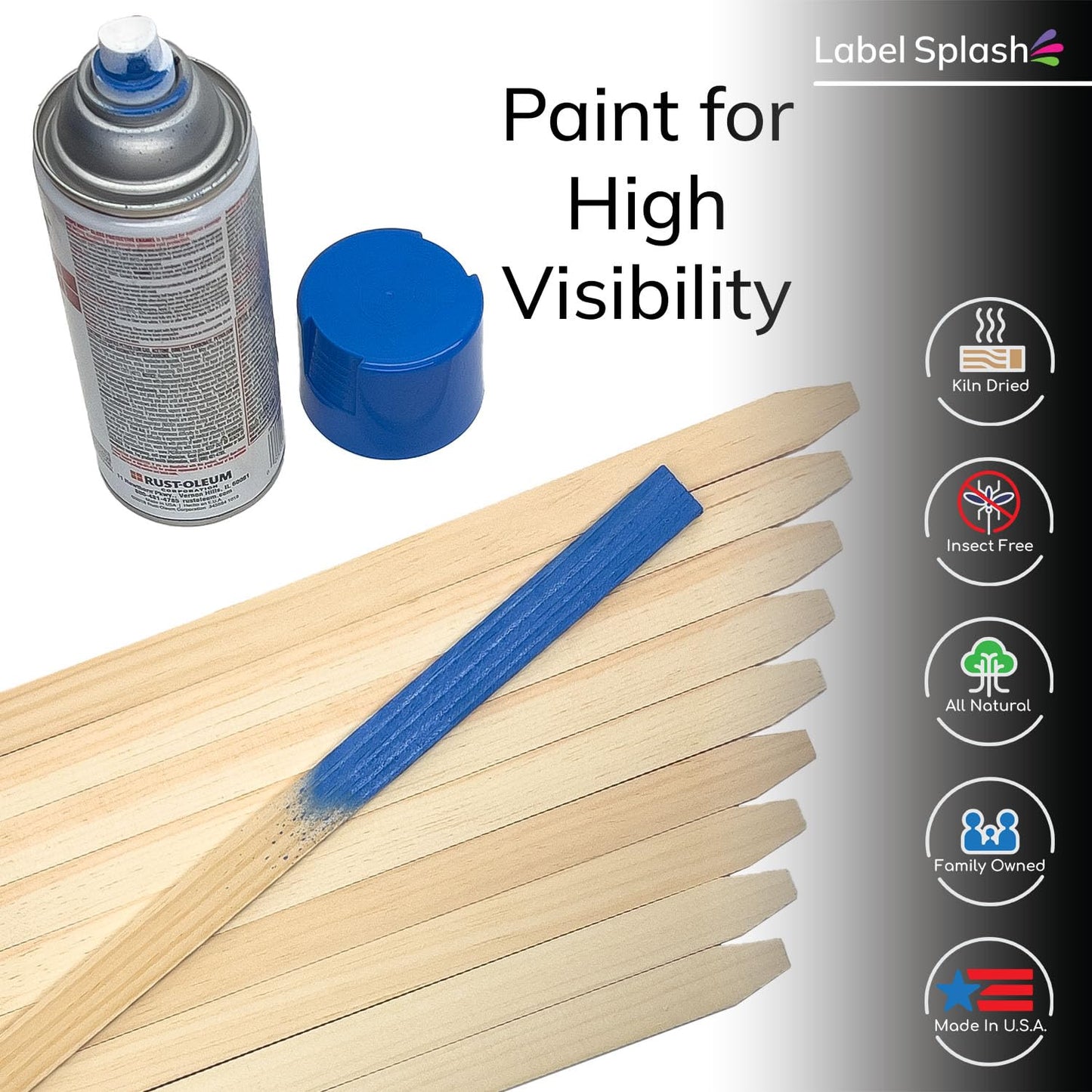 25 Pack 12" Wood Stakes for Garden Marking Survey Grading Paint Stirring Stick Model Building Shim Landscaping Plant Support and Crafts 12 Inch Made in THE USA by LABELSPLASH
