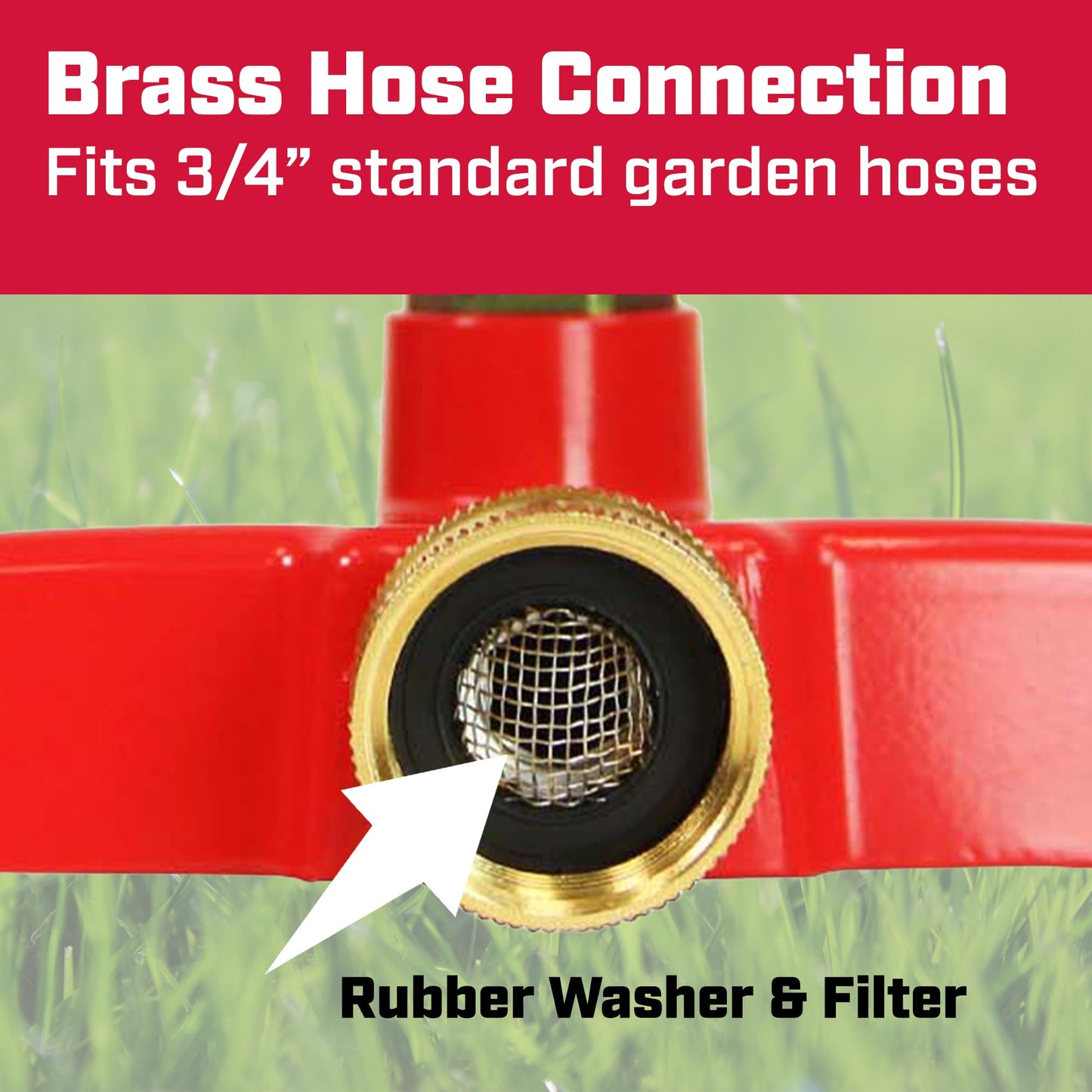 Chapin 4980: Platform Impact Sprinkler, 360 Degree Automatic With Base for Gardens and Lawns, Up to 85ft Coverage Area, Yards and Garden Watering, Red