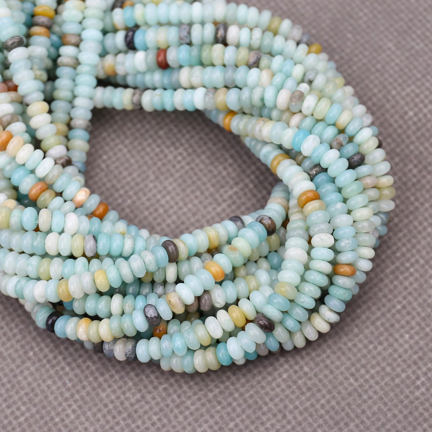 BONNY BOXX 1 Strand (150PCs) Natural 2 * 4mm Amazonite Rondelle Beads, Natural Abacus Disk Stone Beads Loose Spacer Gemstone for DIY Bracelet Necklace Jewelry Making