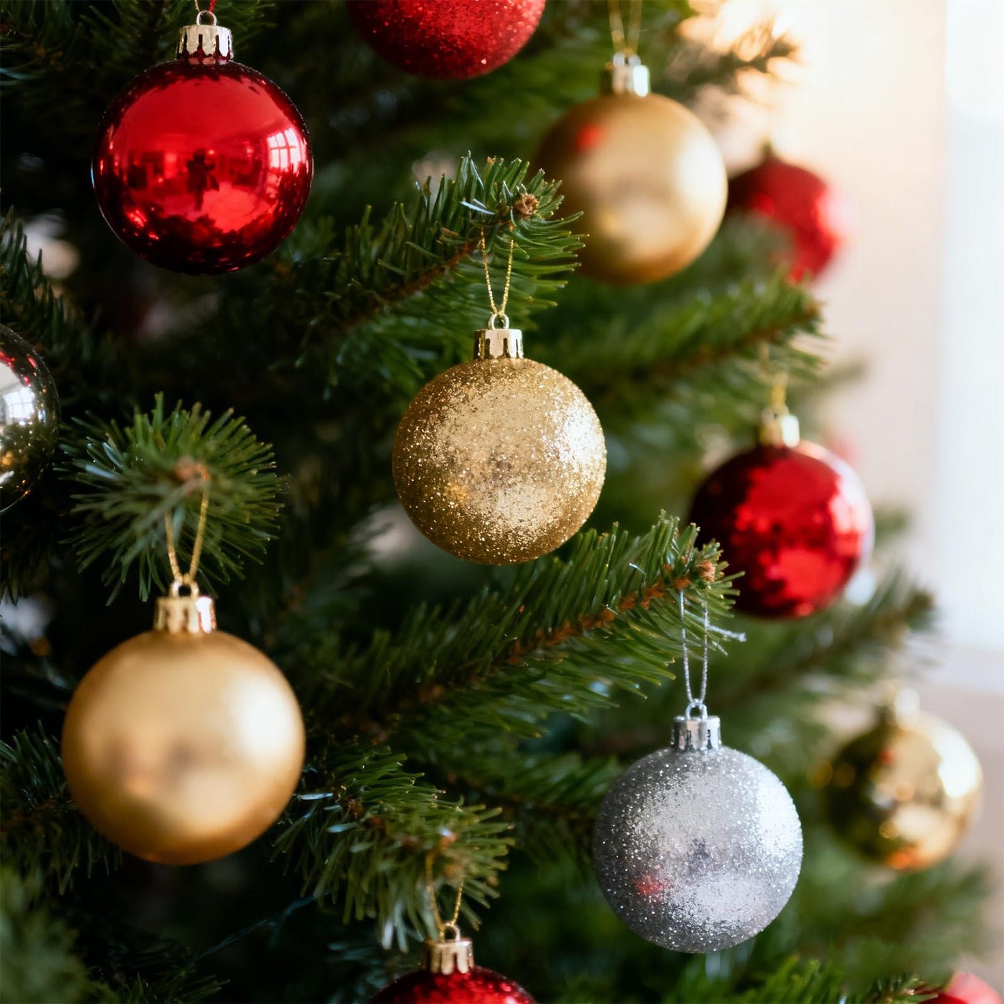 24ct Silvery Christmas Ball - 1.18 Inch Shatterproof Christmas Tree Decoration Ornaments Hanging Ball for Xmas Tree, Holiday, Wedding, Party