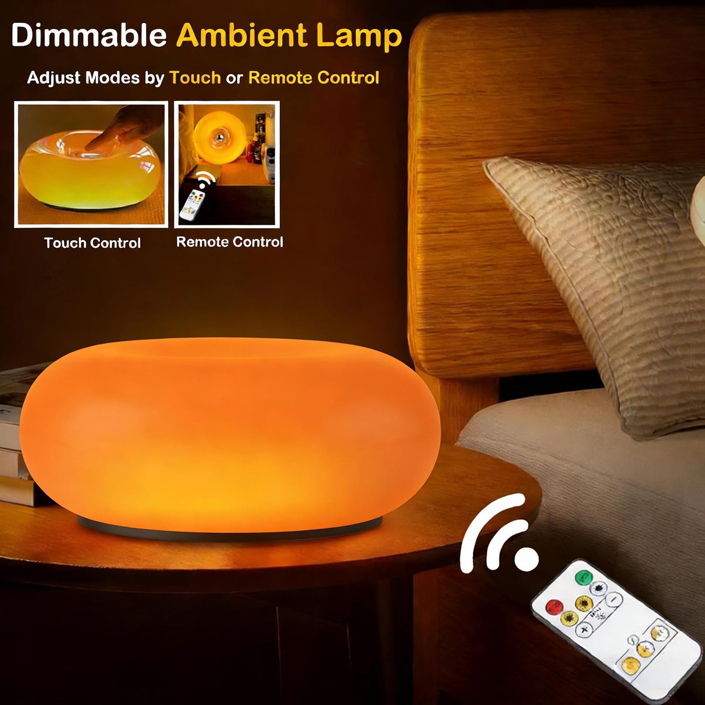 MIXL - Orange Donut Table Lamp,Dount Light Lamp Ambient Lighitng,Aesthetic Touch Table Lamps,Modern Cute Desk Lamps for Living Room Bedroom