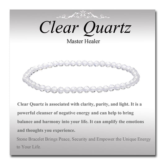 MASSIVE BEADS Natural Genuine Gemstone Beads Healing Crystal Chakra Reiki Jewelry Faceted Round Beads Bracelets (Clear Quartz, 3mm)