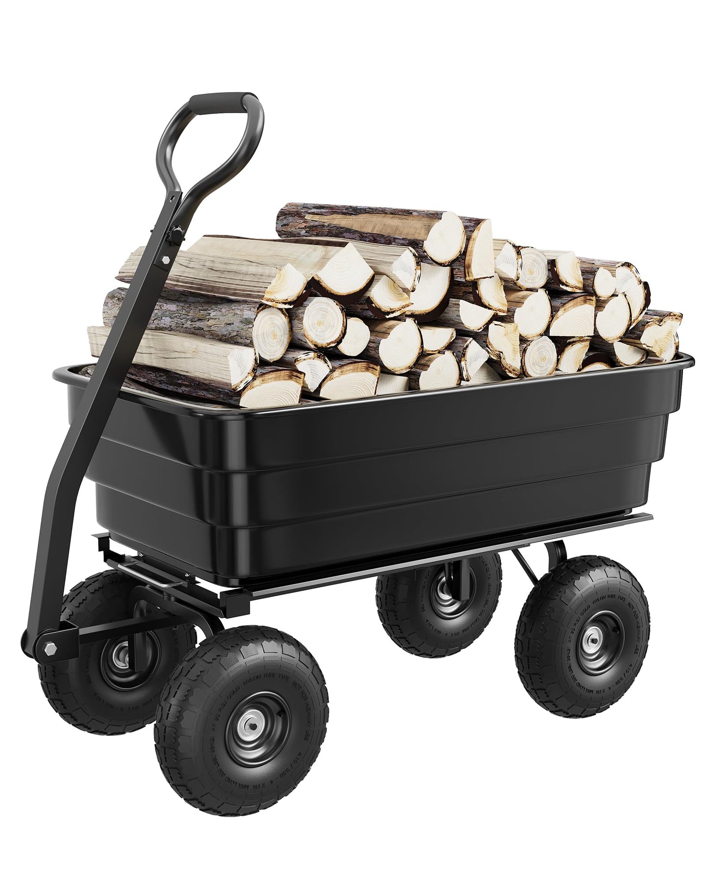 GarveeLife Poly Dump Cart - Heavy Duty 1200lbs Garden Cart with Quick-Release Dumping 13" Tires, Utility Wagon for Yard Work, Landscaping, Gardening