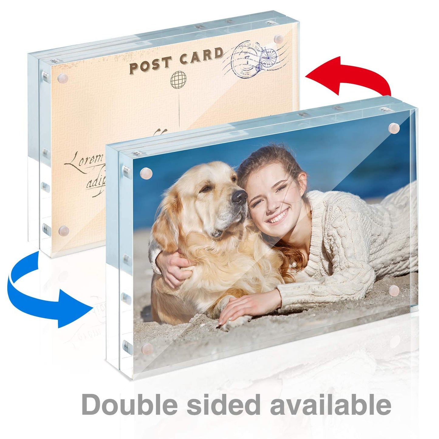 TWING 3 Pack 4 x 6 Acrylic Frame,Acrylic Picture Frames Horizontal Magnet Double Sided 4x6 Picture Frame,10+10MM Thick Clear Frameless Desktop Display Magnetic Block Photo Frame Gift Ideal