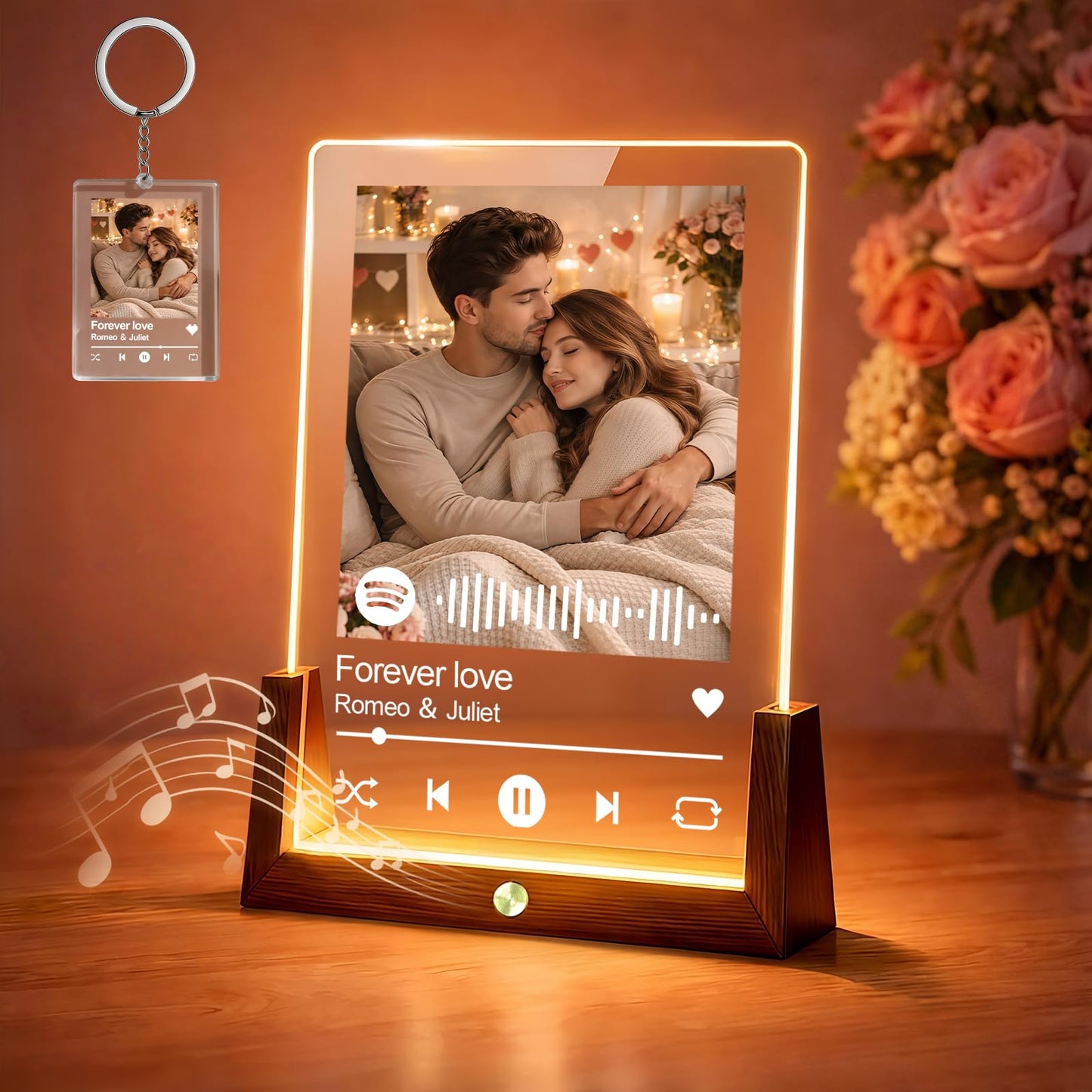 Custom Spotify Plaque, Custom Picture Frames, Light Up Picture Frame for Girlfriend Boyfriend, Acrylic Song Plaque Photo Frame, Personalized Gifts for Women Men Her Him Anniversary Valentines Birthday