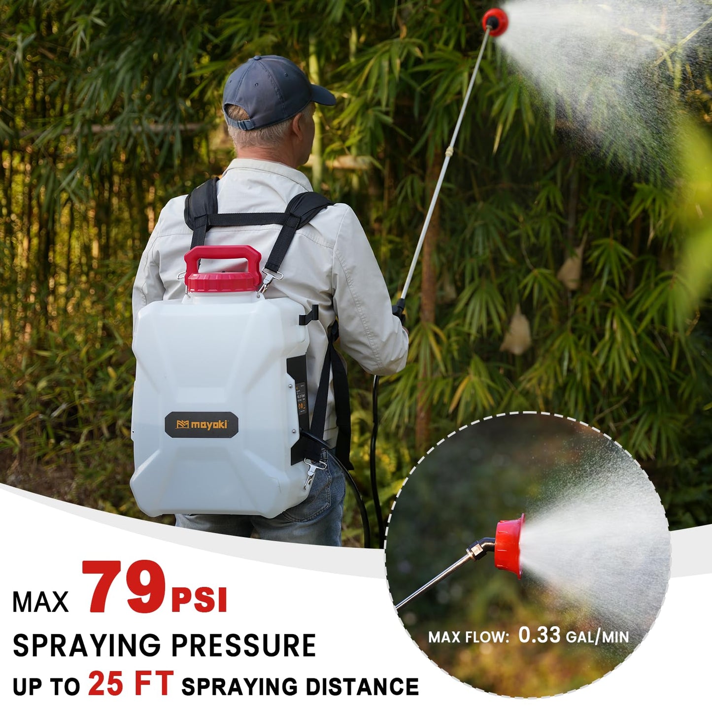 3Gallon Lawn Garden Sprayer Compatible with Milwaukee 18V Battery(Tool Only), Backpack Pump Sprayer, Translucent Water Tank, Adjustable Pressure, for Spraying Plants, Watering, Weeds, Cleaning