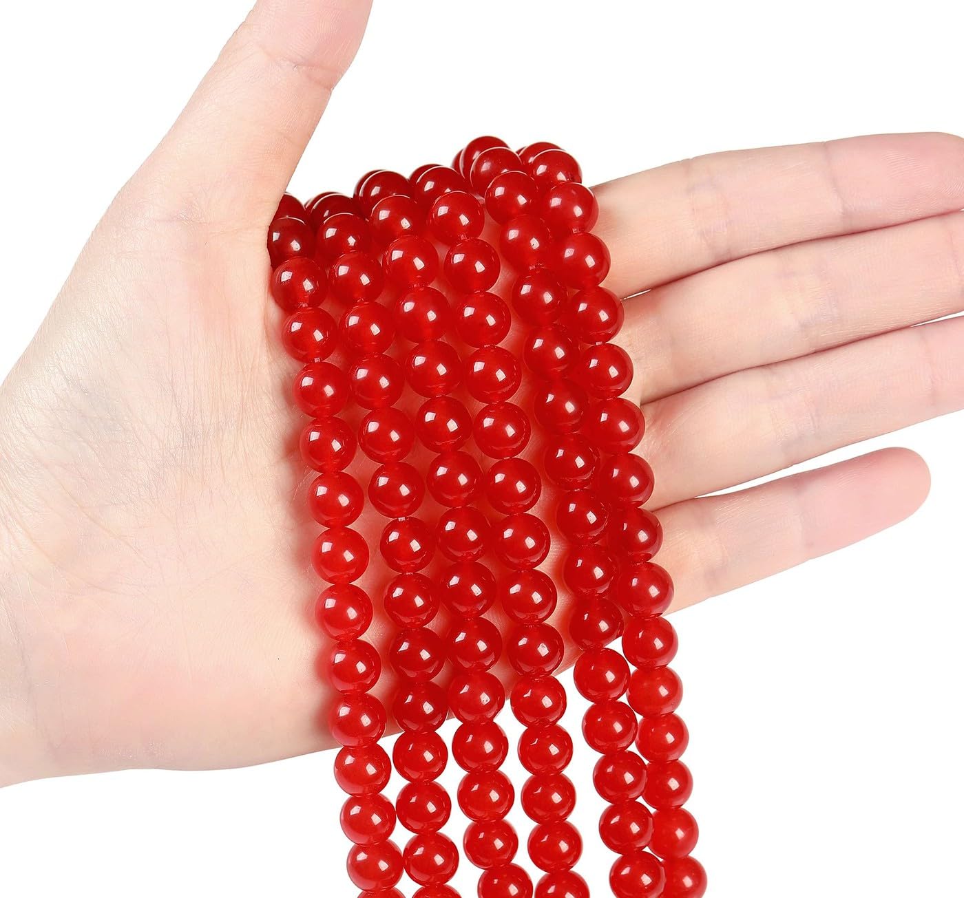 LAIDANLA Red Carnelian 8mm Natural Stone Beads Round Loose Gemstone Stone Beads for DIY Bracelet Necklace Earrings Jewelry Making Polishing Genuine Real Beading Crystal 96PCS 2 Strand 32"