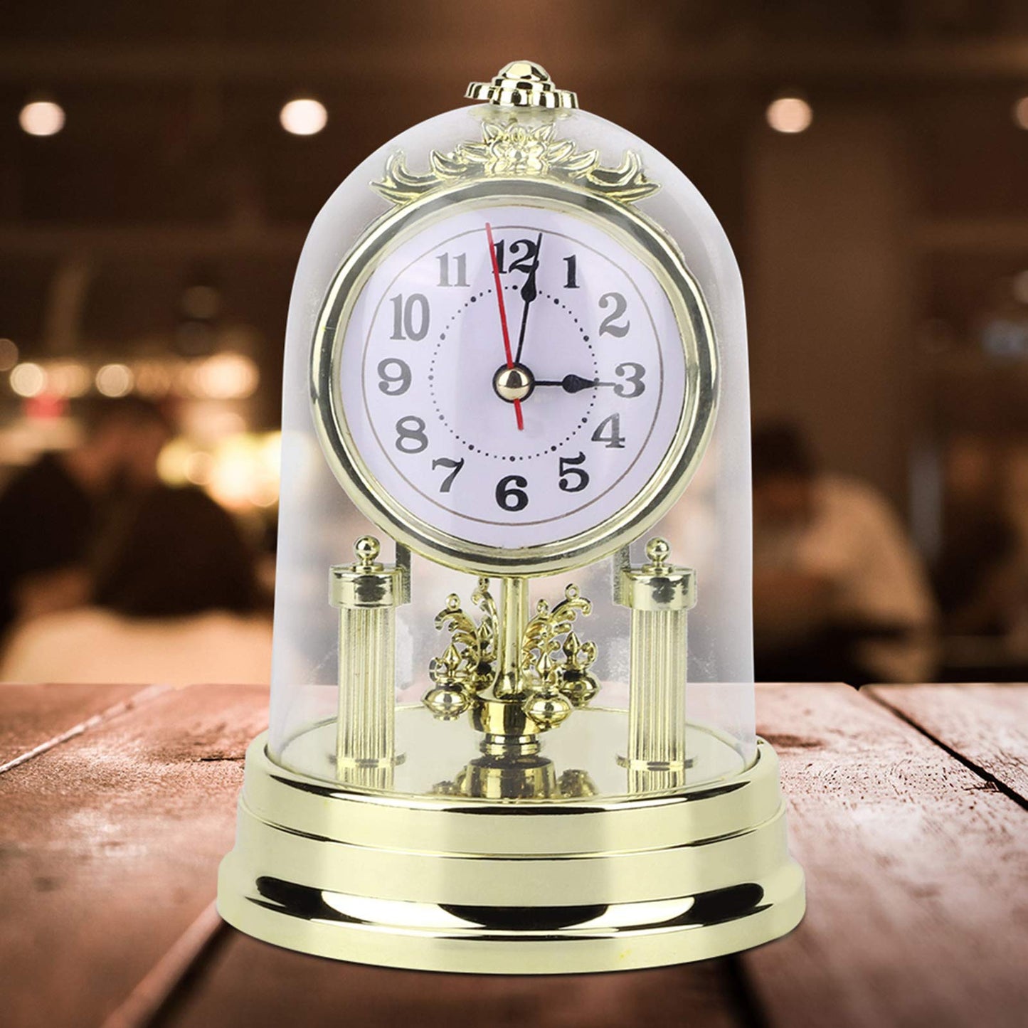Aramox Retro Living Room Clock, European Retro Style Living Room Clock, Antique Silent Table Clock Home Decor for Home, Office, Hotel (Gold)