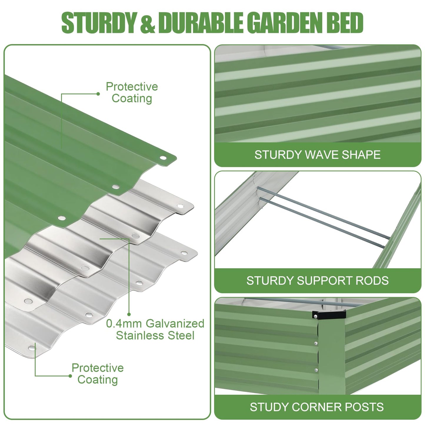 Galvanized Raised Garden Bed Outdoor | Metal Raised Garden Bed for Gardening 2Pack | Large Planter Box for Vegetables Flowers Fruits | Easy Assembly & Safety Design Flower Beds 6x3x1ft Olive Green
