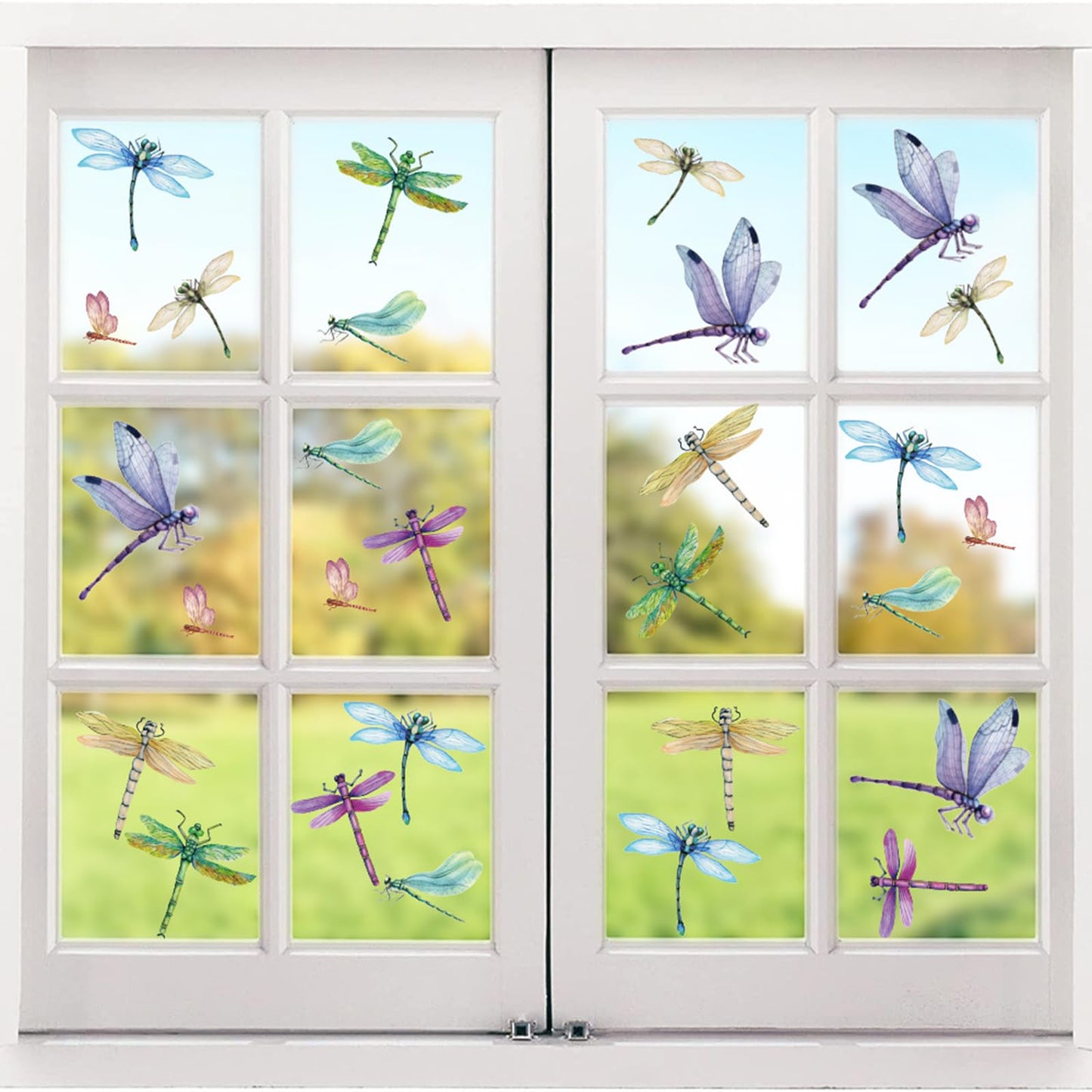 32 Pieces Dragonfly Window Clings Anti-Collision Window Decals Glass Alert Static Decals Prevent Birds Window Strikes for Glass Living Room Door Decoration