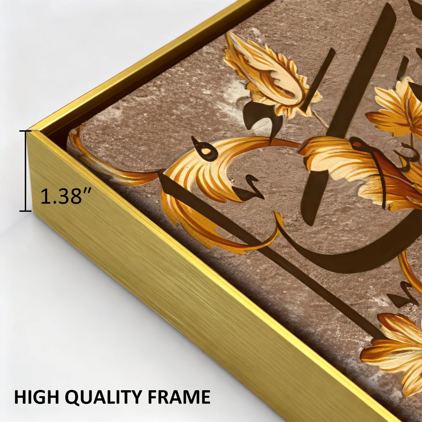 Gold Framed Islamic Wall Art Ayatul Kursi Allah Name Muhammad Canvas Picture Islamic Wall Decor, Muslim Arabic Calligraphy Painting Poster Prints Religious Artwork for Living Room Decoration 14x48”