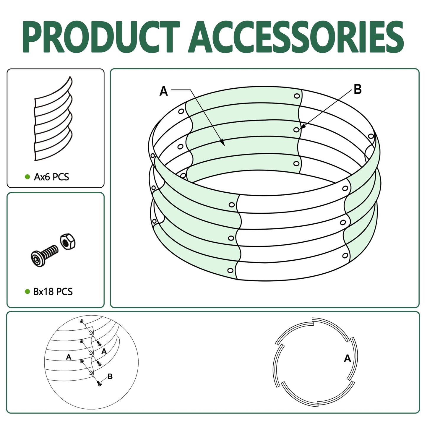 Yortrek 3Pack 2x2x1ft Galvanized Raised Garden Bed, Planter Raised Garden Beds Outdoor, Round Clearance Raised Garden Beds for Gardening Vegetables……
