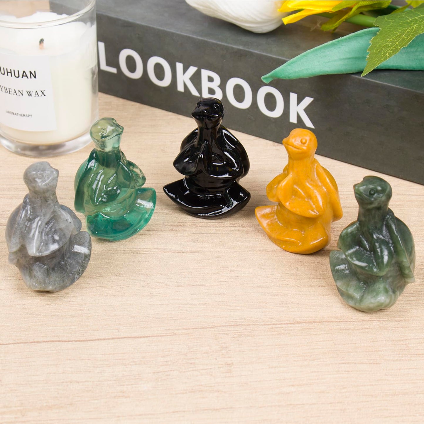 QLRSUXN Green Aventurine Sea Turtle Meditation Crystal Yoga Sculpture,Hand Carved Healing Figurine Spiritual Decor Chakra Balancing Gift,Zen Statue for Home Office Decorations