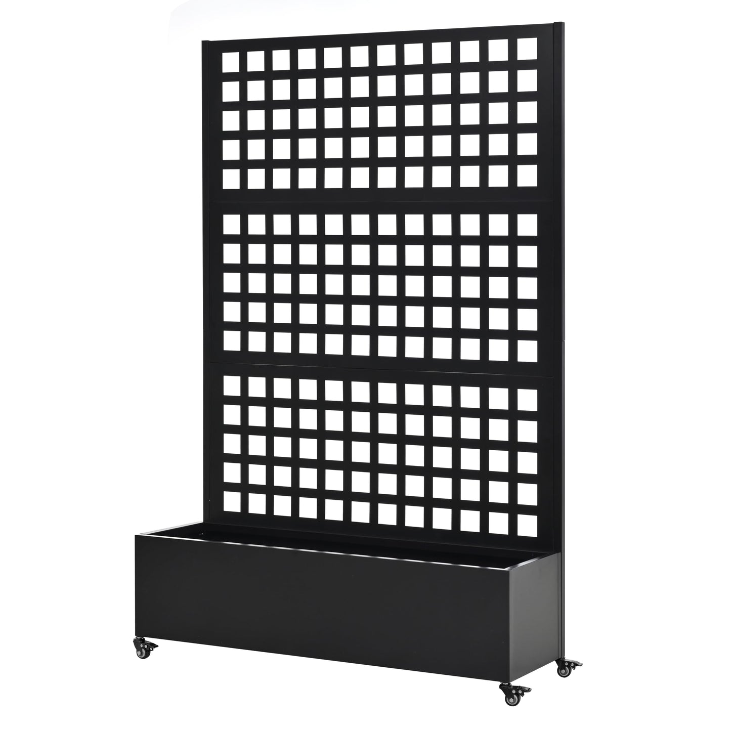 MATONELL 73" Tall Raised Garden Bed with Trellis & Wheels, Galvanized Metal Planter Box for Climbing Plants, Outdoor Planter (Black)