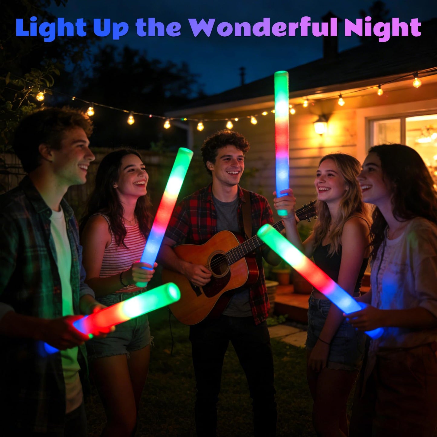 SHQDD 70PCS Foam Light Up Sticks, Glow in the Dark Party Supplies with 3 Colorful Flashing Modes, LED Foam Glow Sticks Bulk for Wedding, Concert, New Year, Halloween, Christmas, Raves, Birthday
