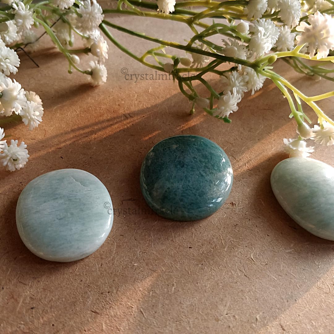 crystalmiracle Beautiful Amazonite Gemstone Worry Stone Positive Energy Crystal Healing Thumb Stone for Reiki Meditation Feng Shui Gifts for Men Women