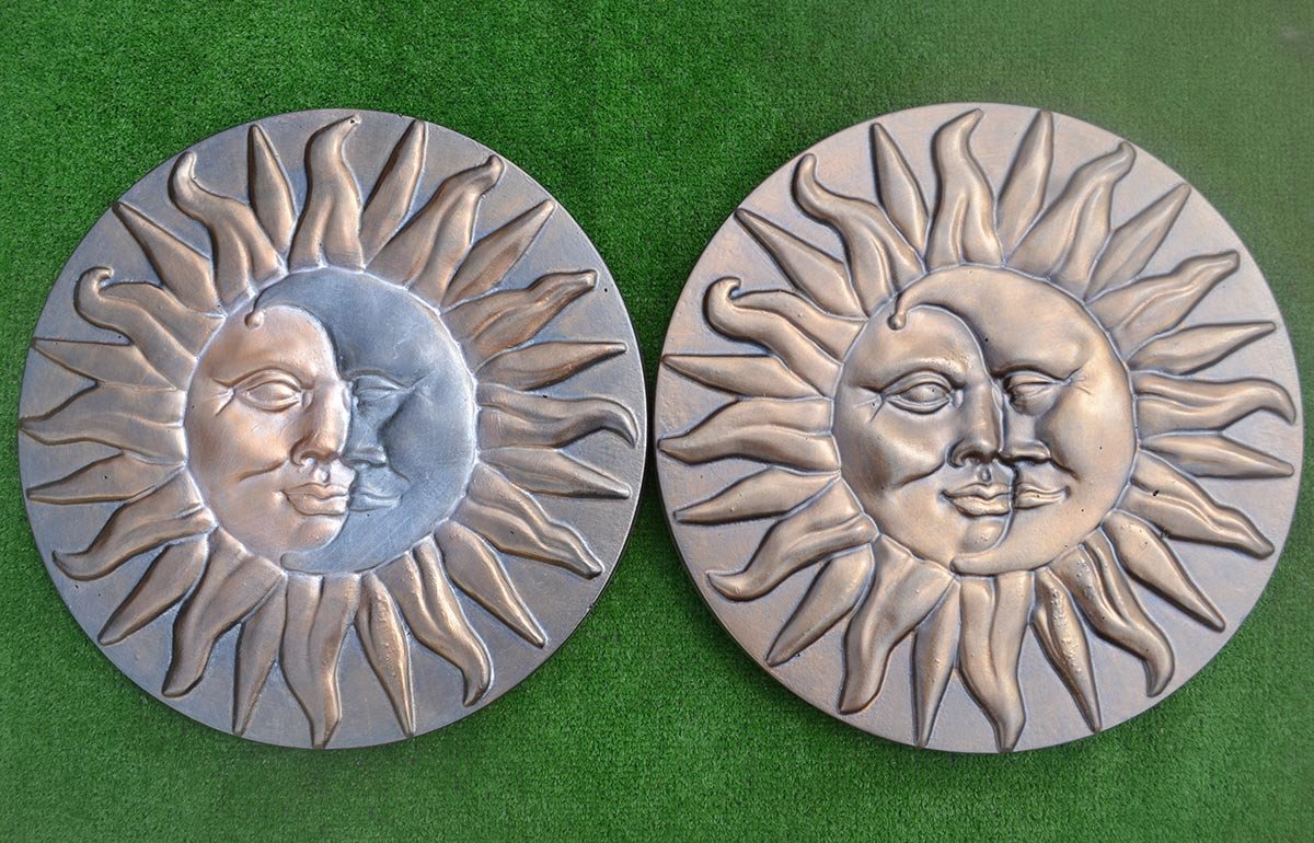 Concrete Mold Sun and Moon Plaster Concrete Stepping Stone Garden Path Decor (S11)