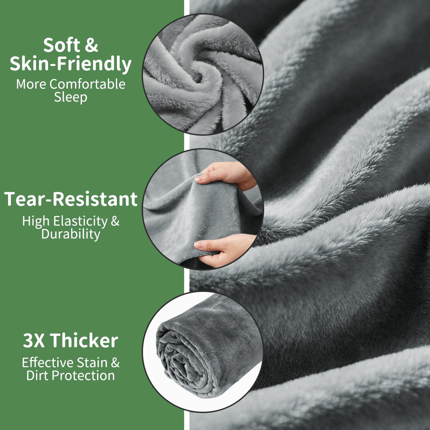 Tuphen Flannel Sleeping Bag Liner, XXL Fluffy Adult Sleeping Sack with Hidden Zipper for Warm or Cold Weather, Thick Travel Sheets for Hotel,Camping,Backpacking,Traveling & Dirty Proof,Gray,86 x 41‘’