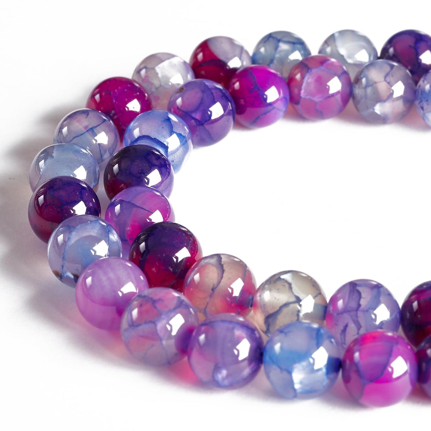 100pcs 6mm Purple Dragon Vein Agate Beads Natural Gemstone Beads Round Loose Beads for Jewelry Making