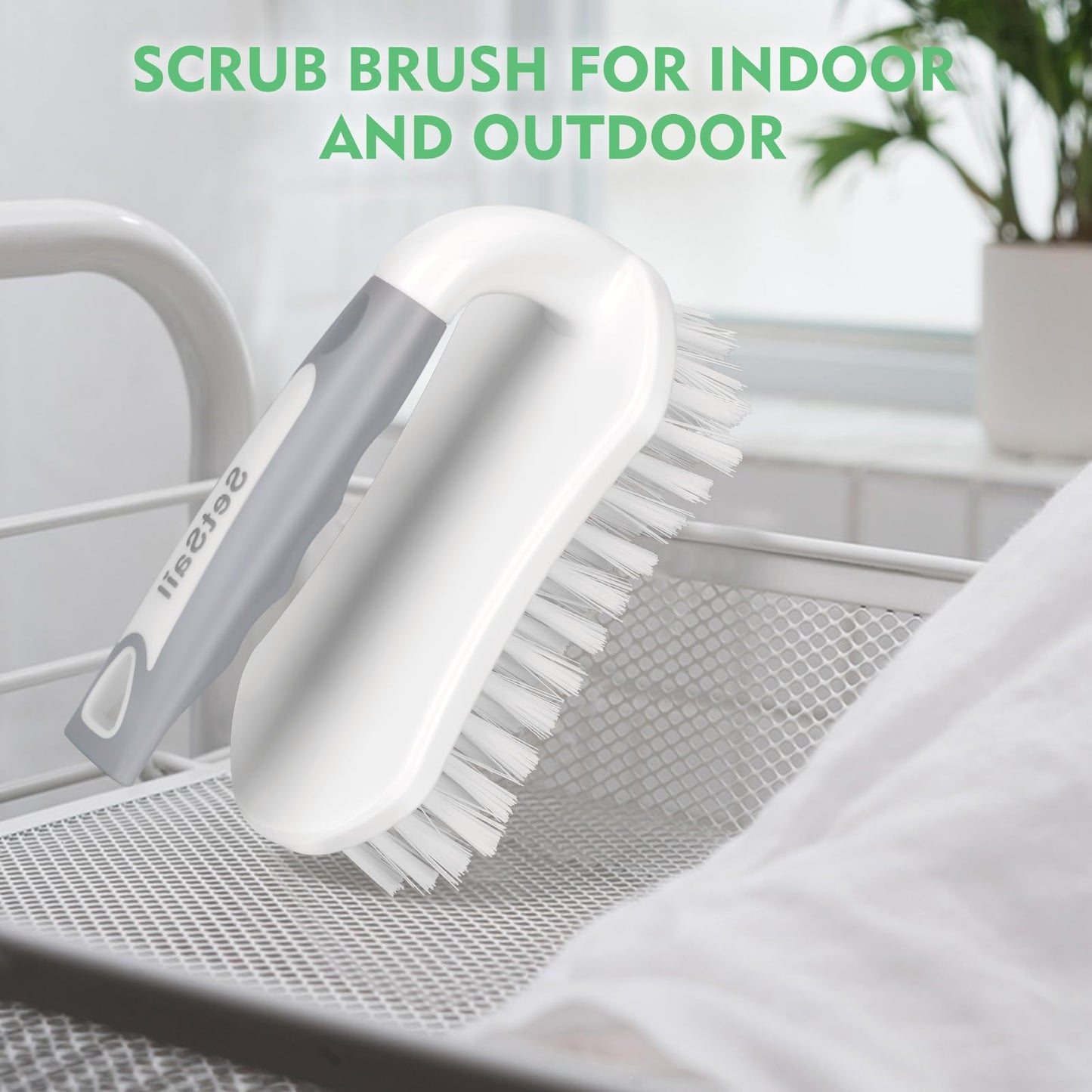 SetSail Scrub Brush, Heavy-Duty Scrub Brushes for Cleaning with Stiff Bristles Cleaning Brush for Shower, Bathroom, Carpet, Kitchen and Bathtub Scrubber - 4 Pack