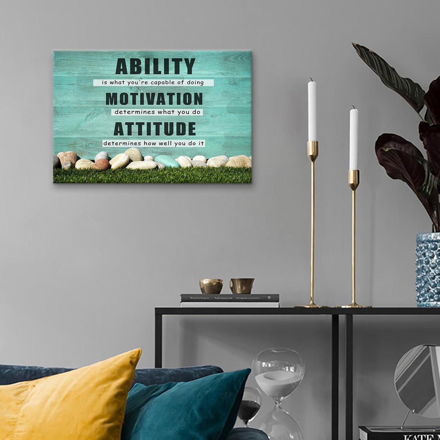 Motivational Wall Decor Inspirational Office Canvas Wall Art Ability Positive Poster Print Artwork for Home Bedroom Bathroom Office Wall Decoration Framed Ready to Hang [18''Wx12''H]
