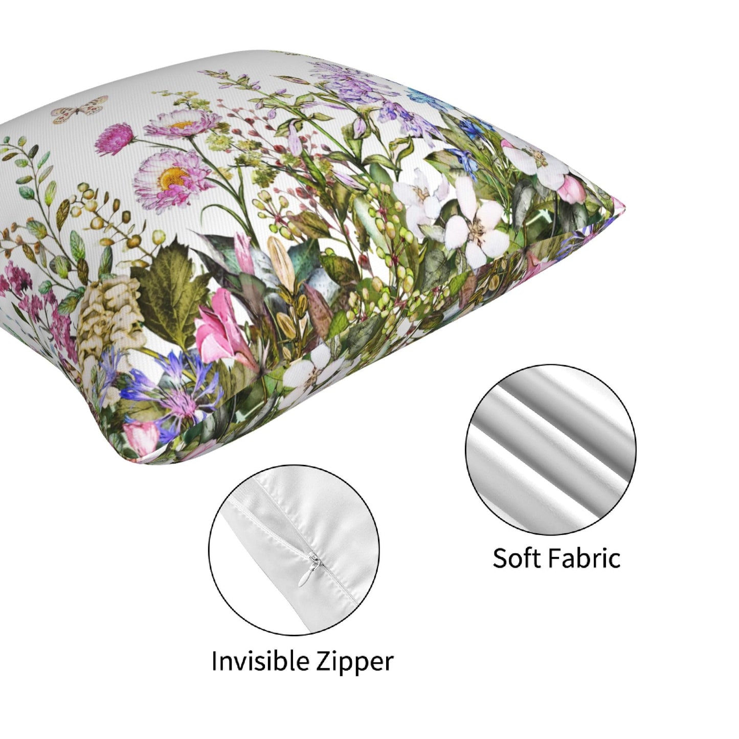 CCOCND Wildflowers Throw Pillow Covers 18x18 Set of 4 Farmhouse Decorative Pillow Covers Floral Outdoor Patio Pillow Cases Cushions Cover for Living Room Couch Sofa Bed Home Decor