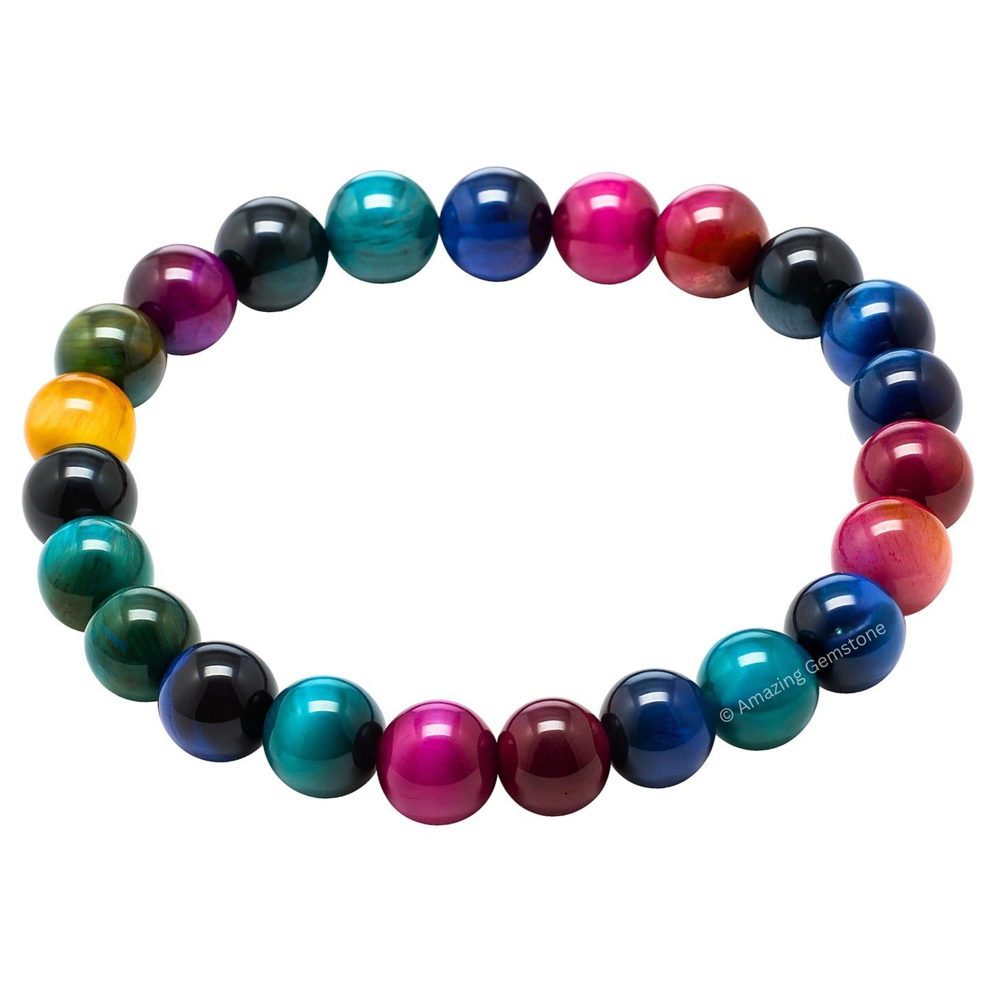 Amazing Gemstone Crystal Bracelet for Women Men's Gifts - Protection Healing Crystal Bracelet - 8mm Gemstone Beaded Stretchable Bracelet Pulseras Para Hombres Mujer Stocking Stuffers Mothers Day Gift (Multi Cat's Eye)