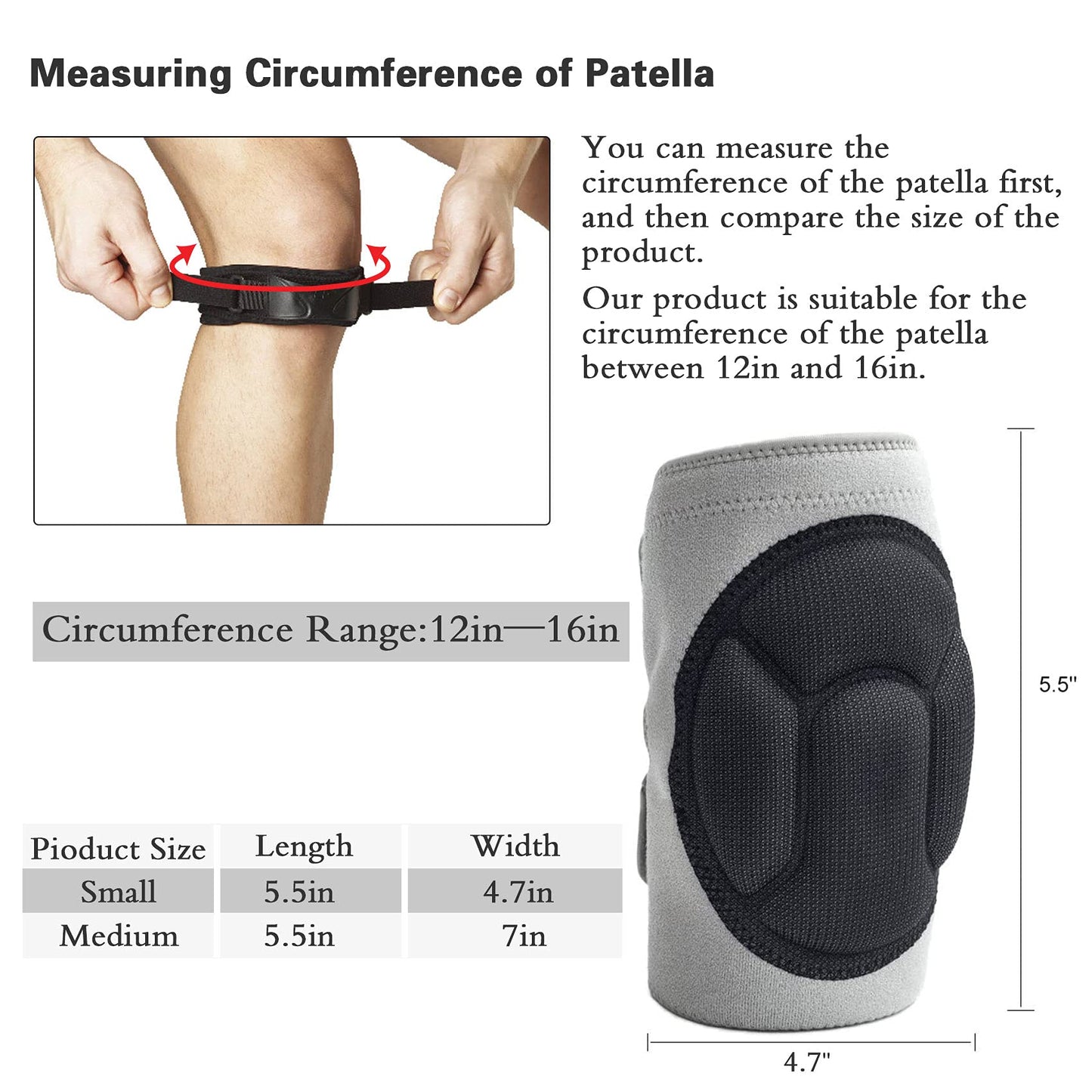 JYSW Knee Pads Comfortable Non-Slip, Thick Extra Foam Cushion kneepads for Scrubbing Floors, Gardening, Yoga & Construction, Soft Inner Liner, Strong Double Straps and Adjustable Easily for women(L)
