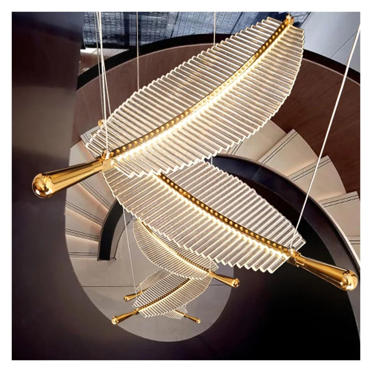 SXYH Rotating Staircase Chandelier attic Duplex Living Room Villa Hanging Long Chandelier Decoration,LED Chandelier Ceiling, 10 heads