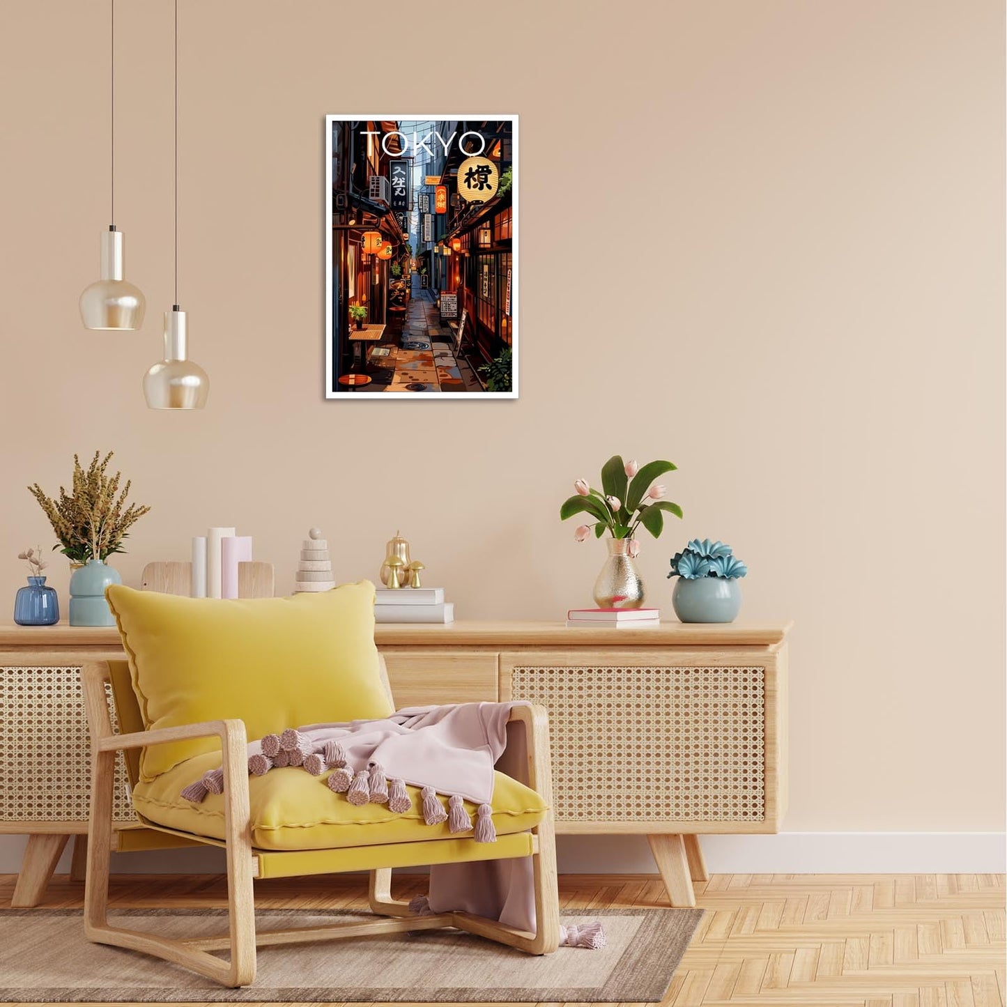 Tokyo Street Alley Night Scene Poster Japan City travel Canvas Wall Art Anime Style Japanese Food Street Landscape Prints Painting For Living Room Bedroom Office Wall Decor 12x16in Unframed