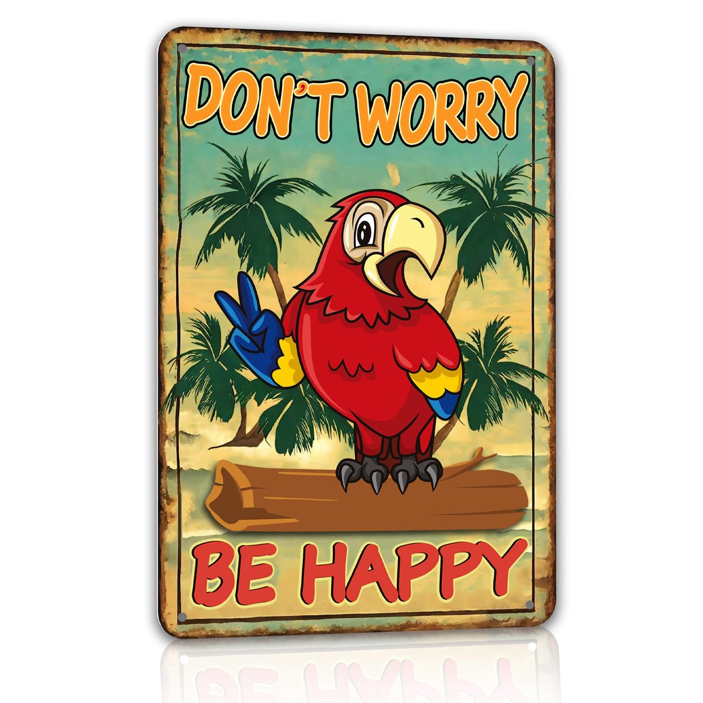 MOUNTWOLF Don't Worry Be Happy 8" x 12" Outdoor Metal Signs for Backyard, Patio, Porch Decor