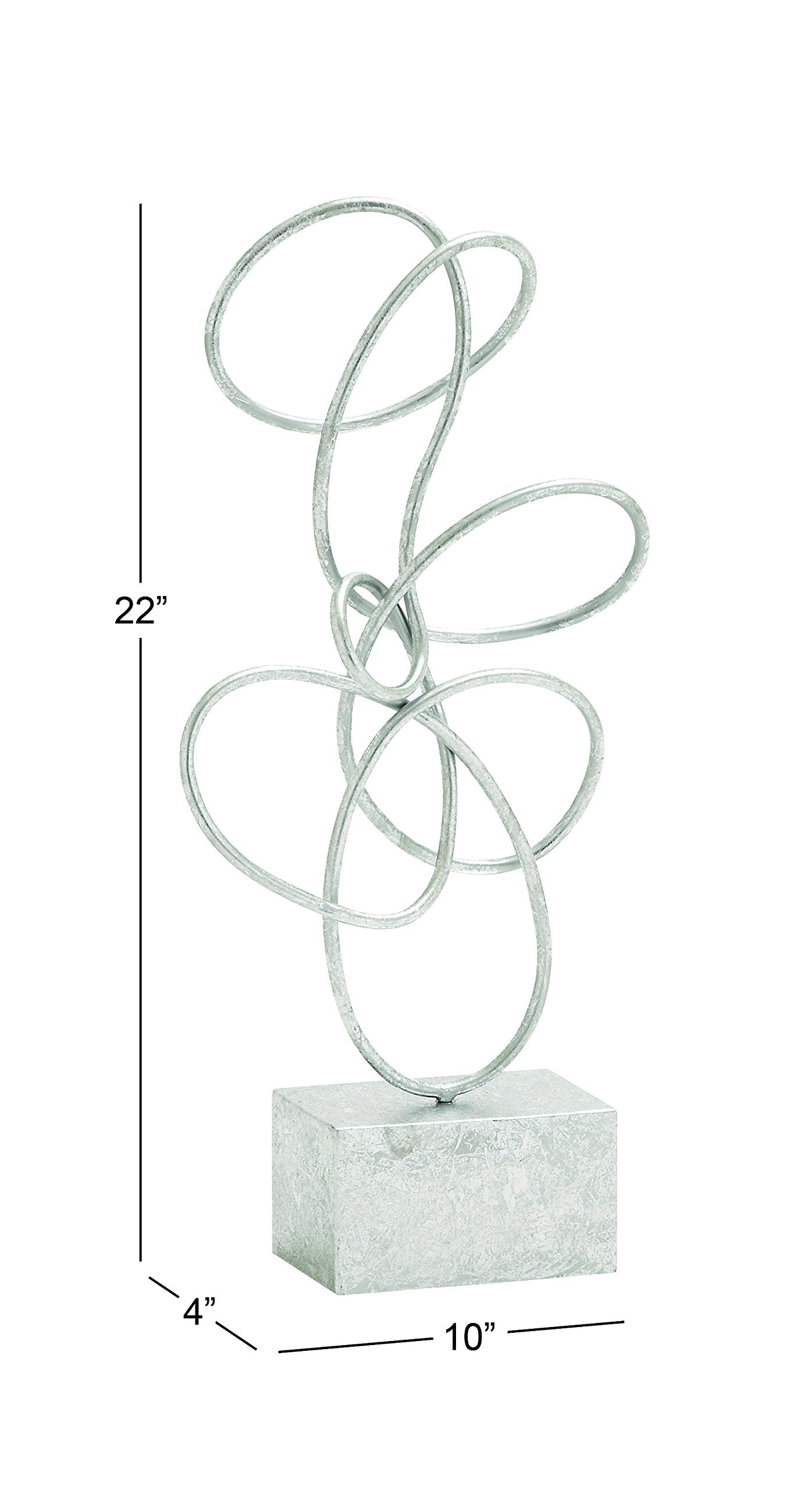 Deco 79 Metal Abstract Decorative Sculpture Swirl Home Decor Statue, Accent Figurine 10" x 4" x 22", Silver