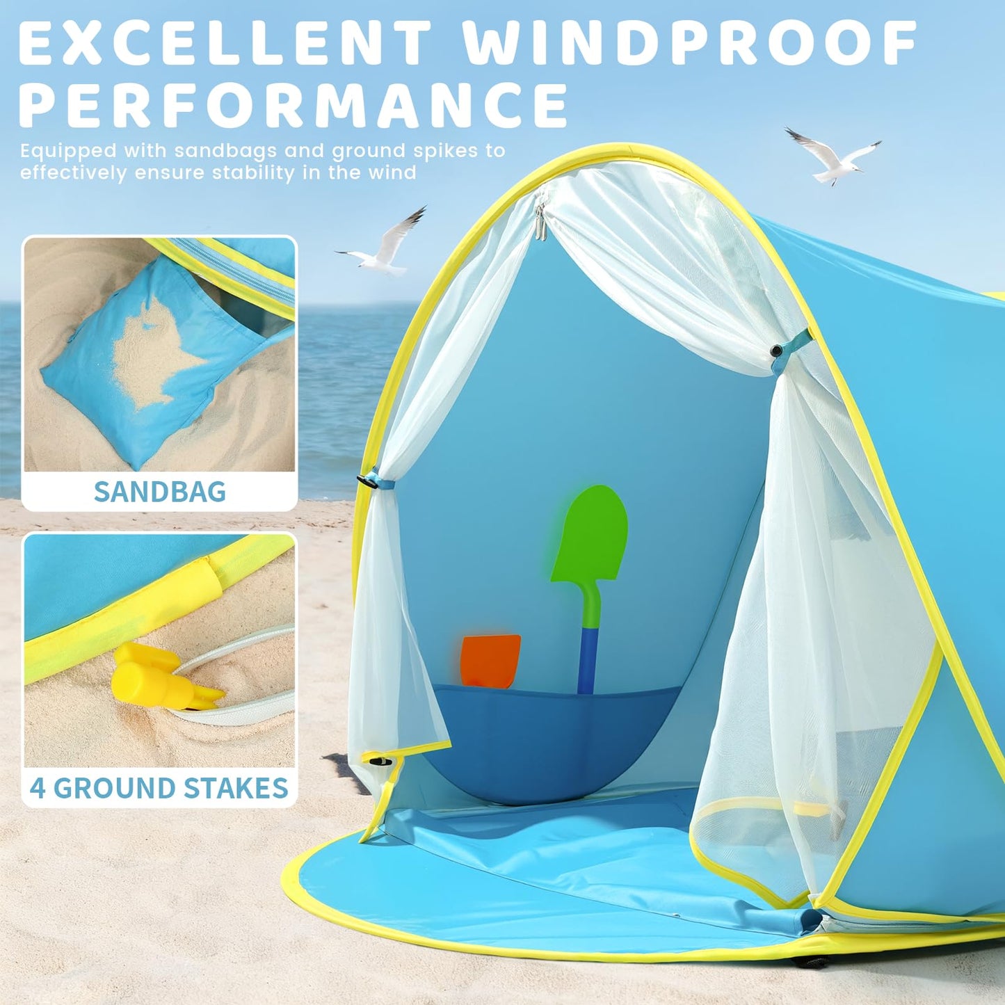 Senodeer Baby Beach Tent, Pop Up Play Tent for Infants, UV Protection Sun Shelter for Toddlers, Infant Portable Sun Shade