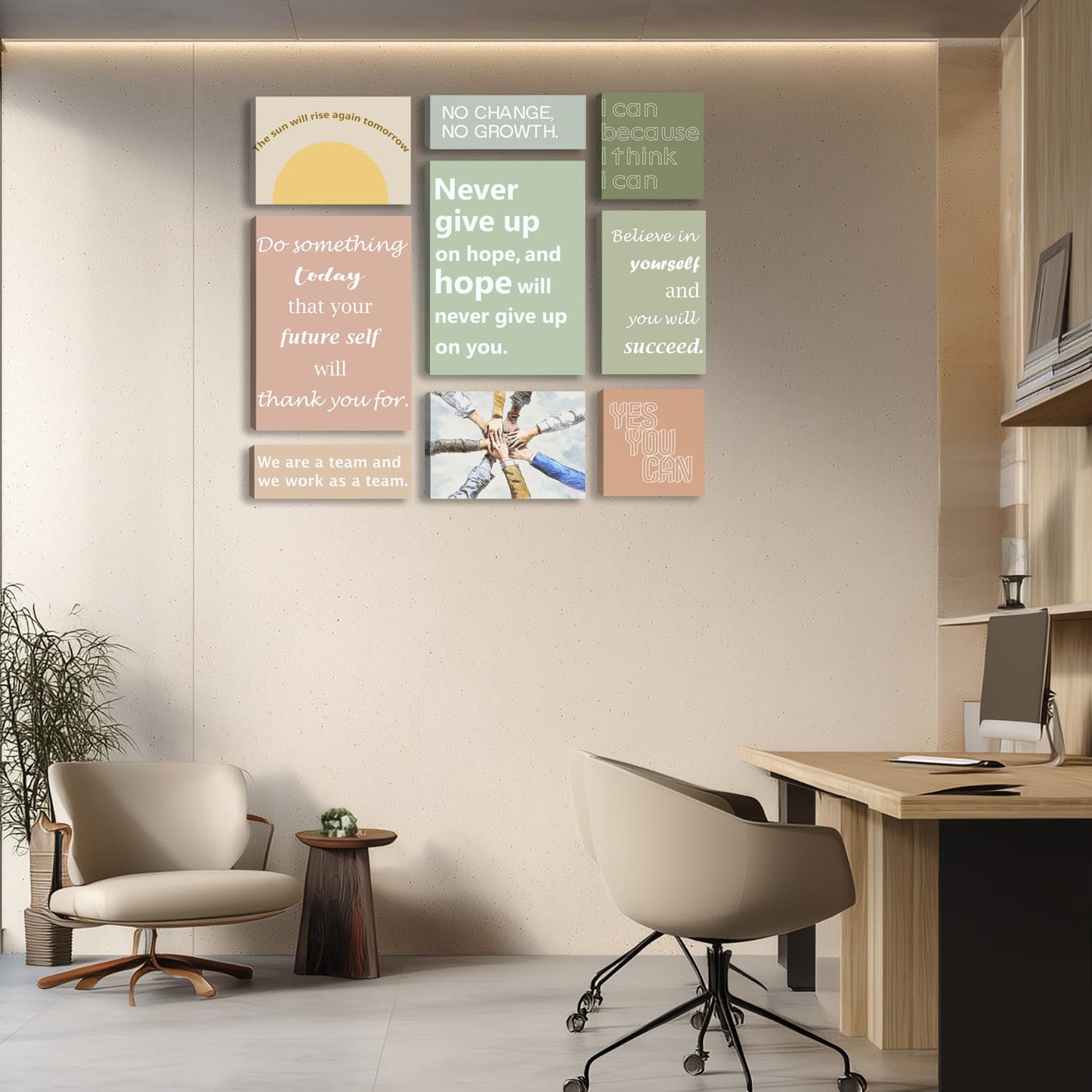 Motivational Wall Decor for Living Room Inspirational Wall Art Motivational Quotes Posters Positive Affirmation Office Wall Decor Set of 9 Canvas Prints Framed Artwork