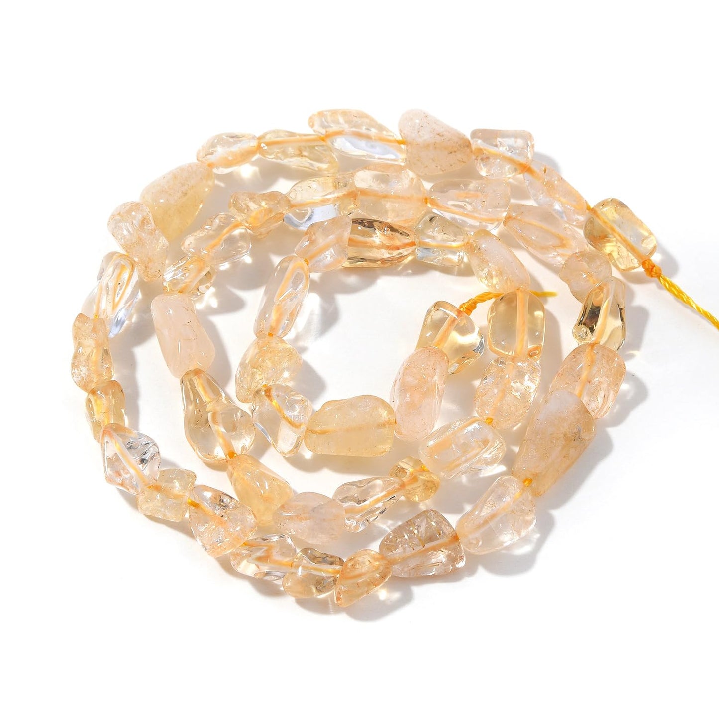 jodaying 6-8mm Natural Citrine Nuggets Oval Free Tumbled Pebble Semi Precious Gemstone Loose Stone Beads Approx 15.5 inch for DIY Jewelry Making