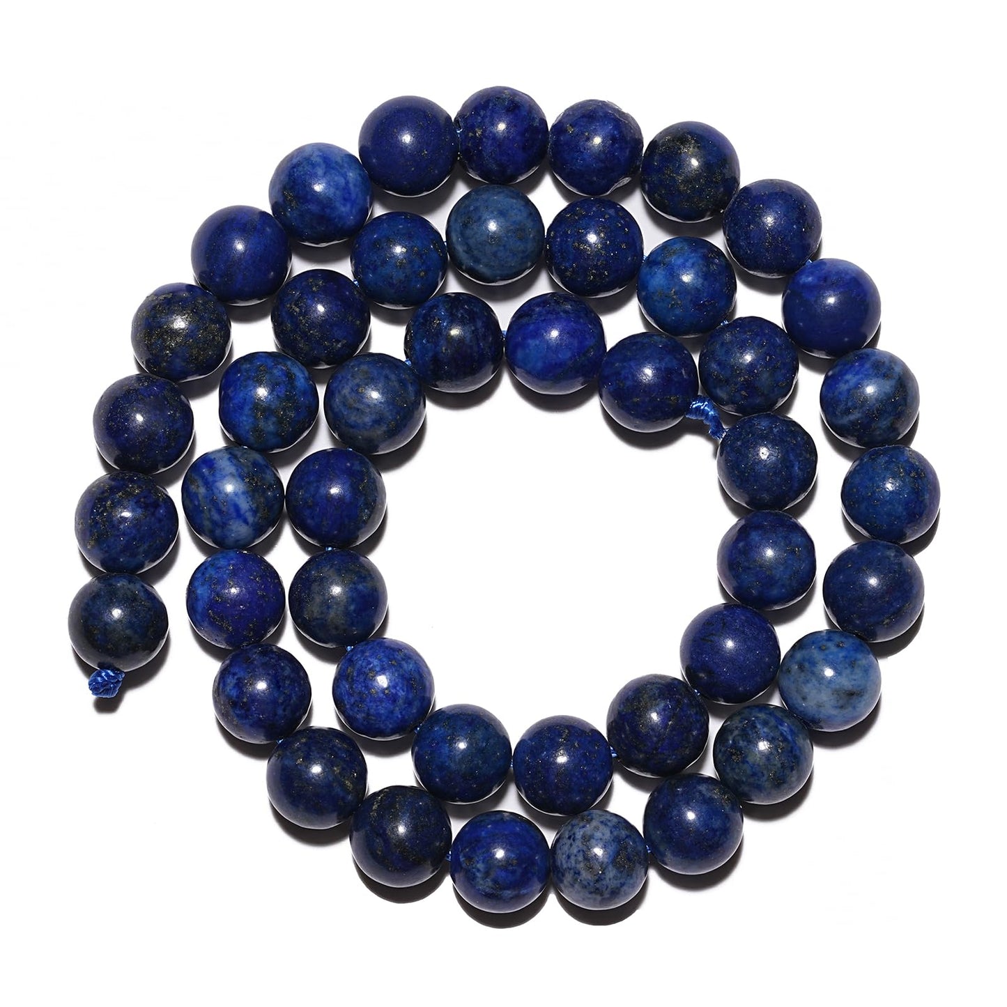 8mm Natural Lapis Lazuli Gemstone Beads Polished Round Smooth Stone Beads for Bracelets Jewelry Making 15inch Loose Beads
