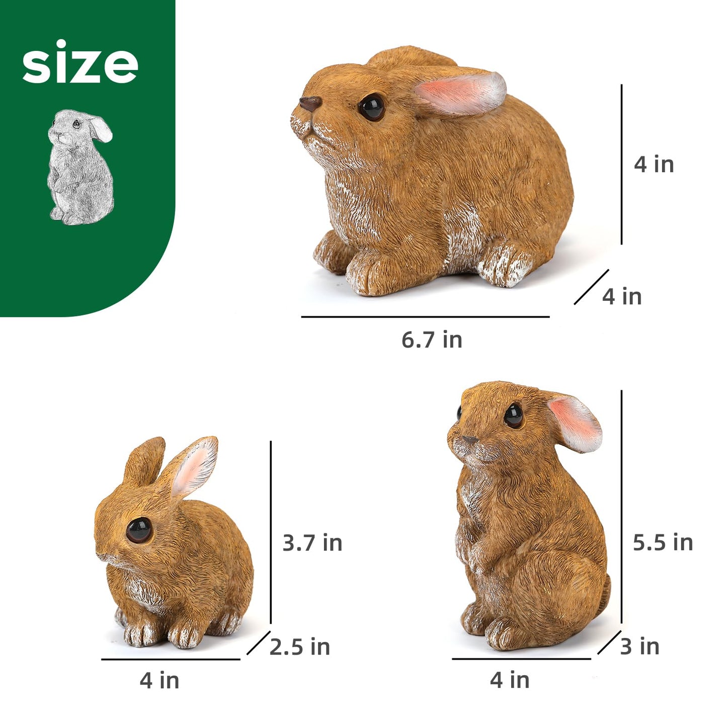 LEGIFO Bunny Decor Yard Decorations Outdoor Set of 3, Bunny Decorations for Home Garden Outdoor Statues, Easter Rabbit Figurines mom Gifts
