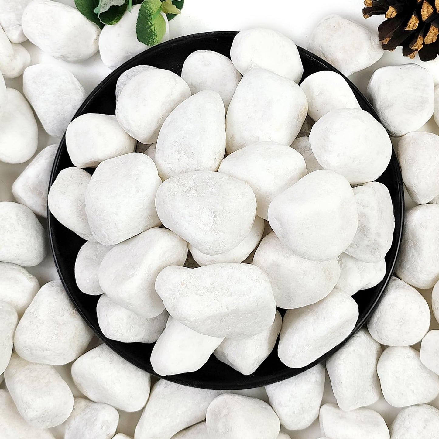 YISZM 5lb White Pebbles for Indoor Plants, 1-2 Inch Natural River Rocks, Snow White Decorative Stones, Ideal for Fish Tank, Vases, Crafting, Home Decor and Garden Landscaping Rocks