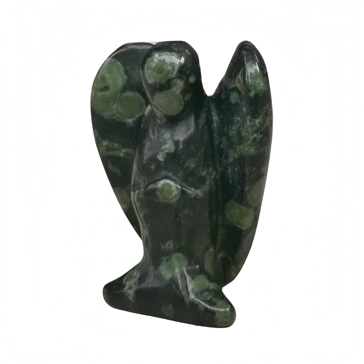 Afucats Natural Kambaba Jasper Healing Guardian Angel Indoor Decorative Stone,1.5 Inches Carving Pocket Palm Statue,Gift for Her Christmas Décor
