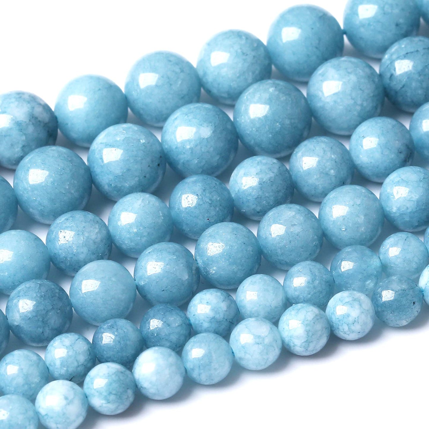 Blue Chalcedony Natural Stone Beads Gems Round Loose Beads Jewelry Making DIY Bracelet Necklace Accessory 1 Strand 45PCS 8MM 15"