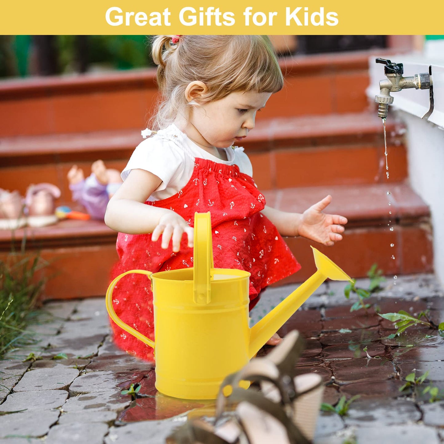 Finderomend Metal Watering Can 1.5L/51oz, Iron Art for Outdoor Plants, Yellow
