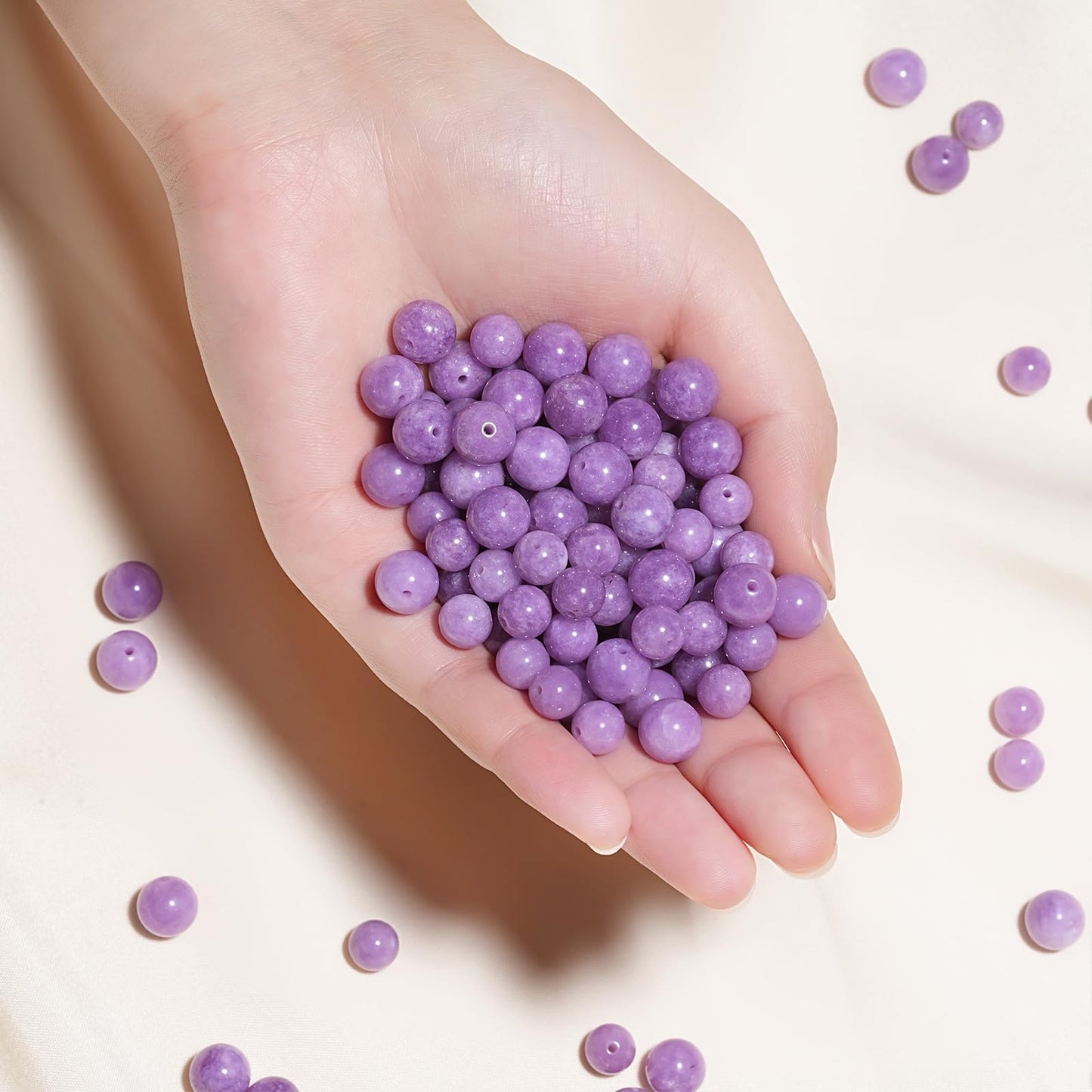 8mm Natural Lavender Purple Chalcedony Gemstone Beads Polished Round Smooth Stone Beads for Bracelets Jewelry Making 15inch Loose Beads