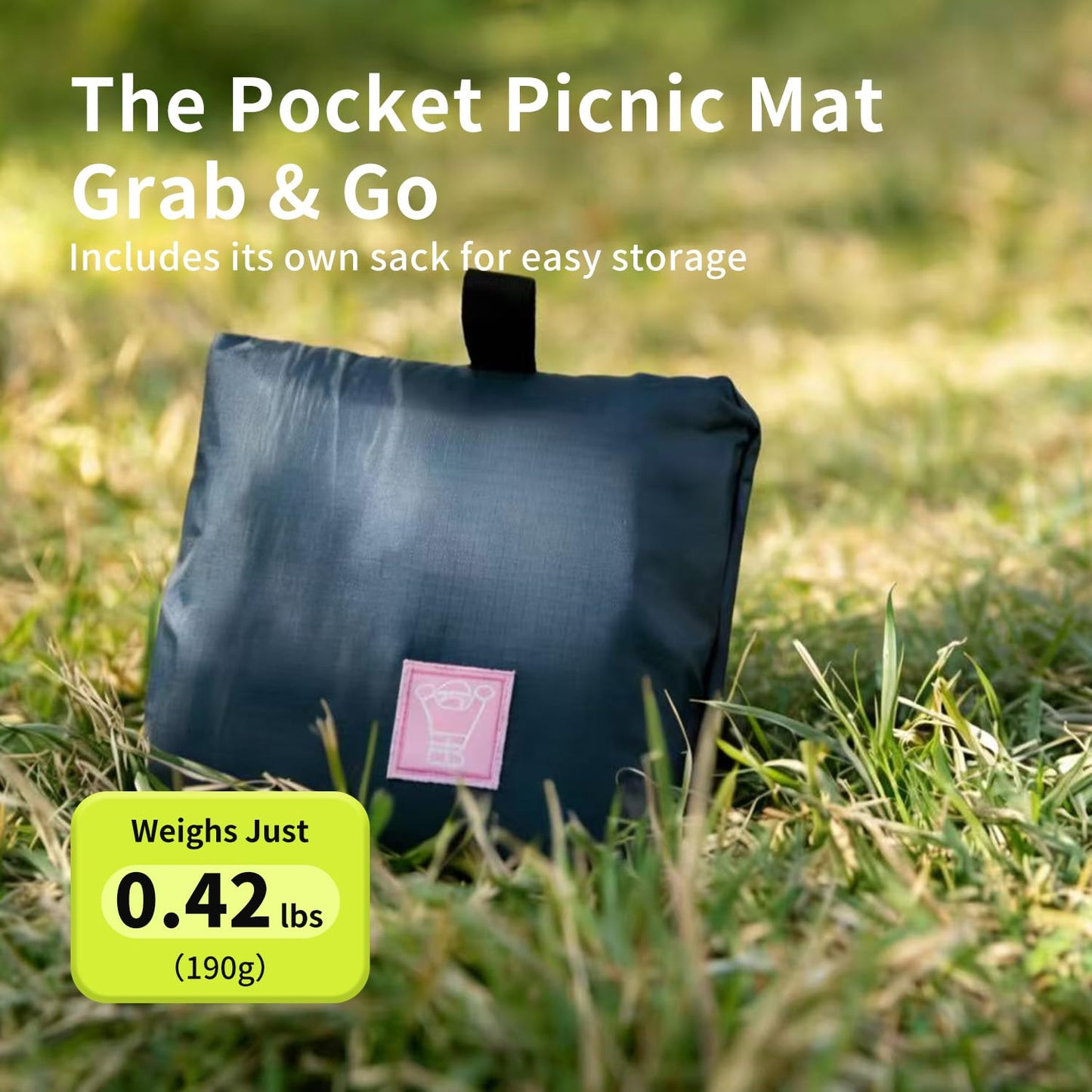 morning deer 65"x60" Lightweight Packable Picnic Mat & Canopy 2-in-1 Double-Sided Waterproof Groundsheet with 4 Tarp Stakes Camping Moisture-Proof Mat Lawn & Beach Mat for Backpacking, Beach, Park