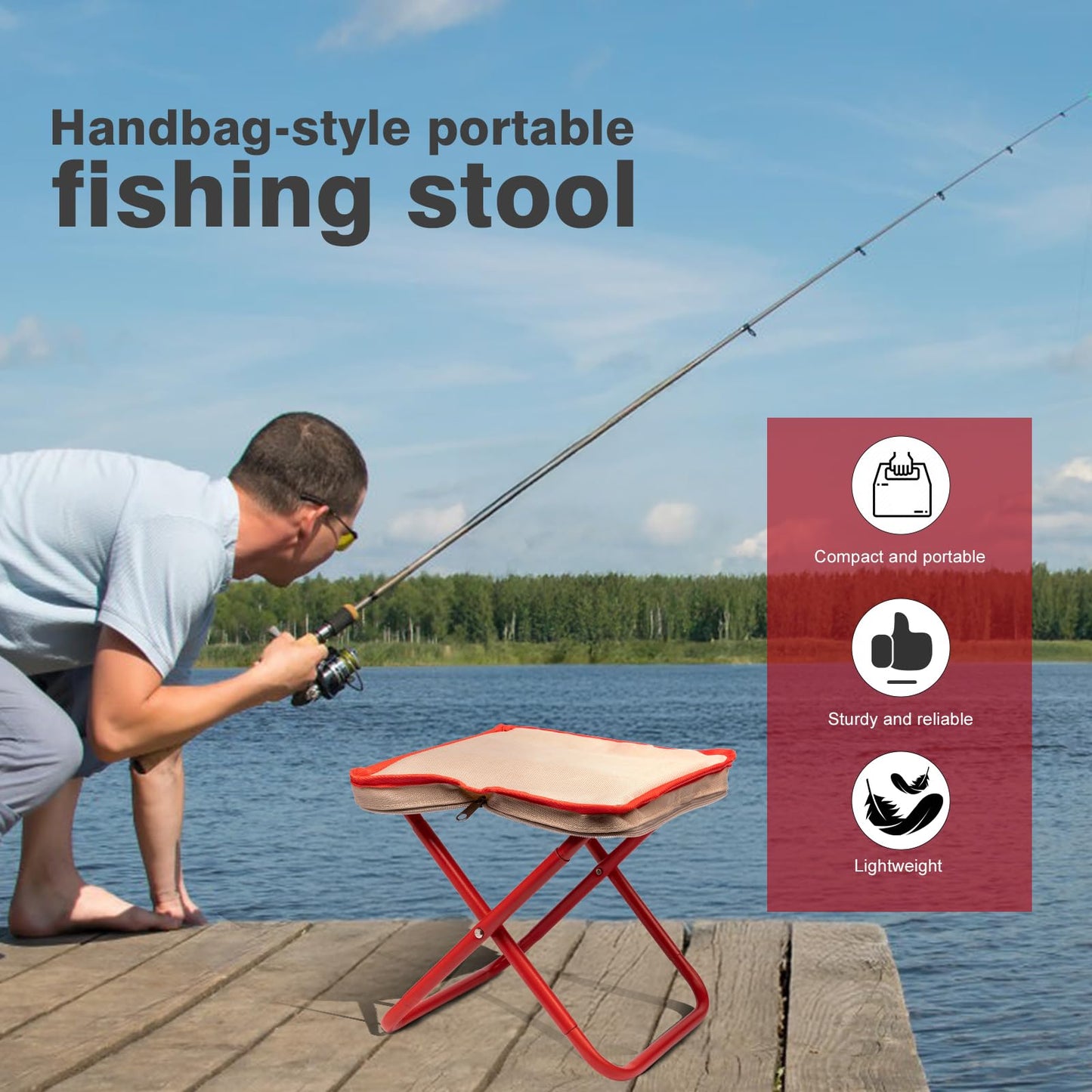 TJSTJS Camping Stool,Mountaineering and Hiking Portable Stools 13.5“ Portable Folding Stools for Outdoor Gardening and Beach Hiking Fishing,Foot Stool with Carry Bag to 330LB (13.5 inch)