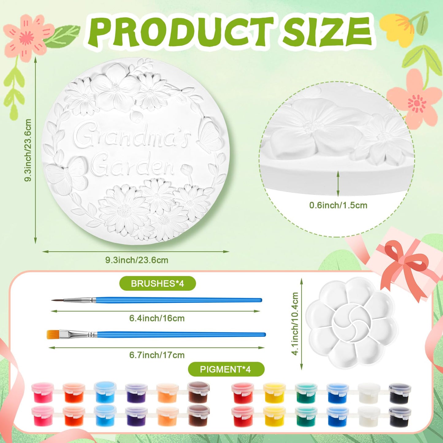 Juexica DIY 9.5 Inch Grandma's Garden Stepping Stone, Woman Gifts for Mom, Paint You Own Garden Stepping Stones, Woman Gifts for Nana,Stepping Stones(Grandma,9.5 Inch)